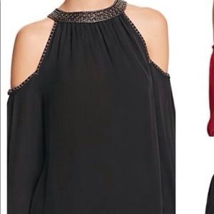 Love Sam Silk, Cold Shoukder Silk Blouse, Small.